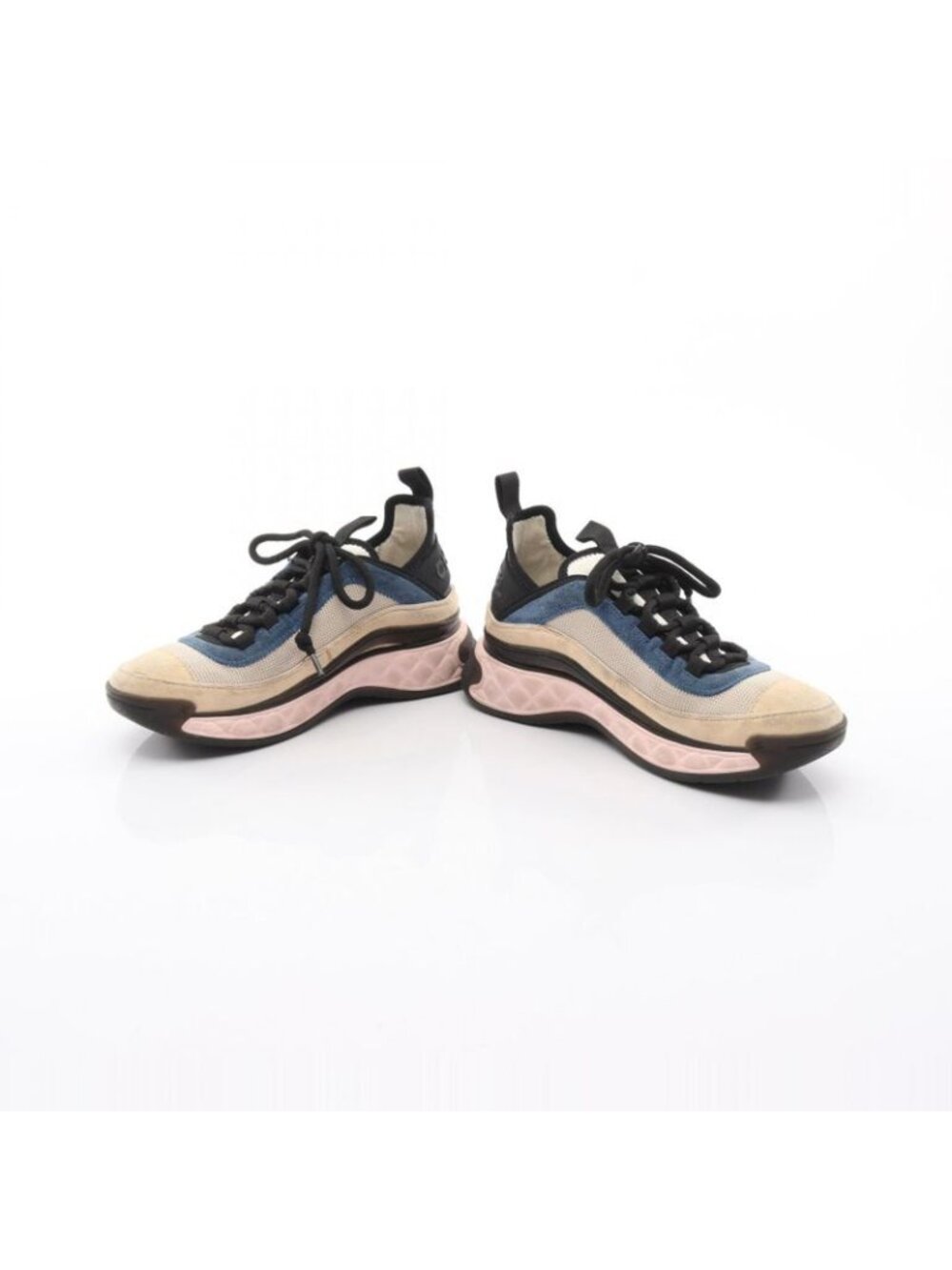 Chanel Sneakers Coco Mark Beige Navy Pink Suede - Picture 3 of 10